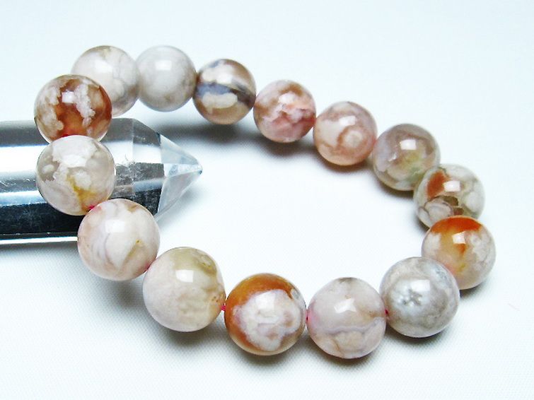 桜メノウ チェリーブロッサムアゲート ブレスレット 14mm [t213-1656] 1枚目