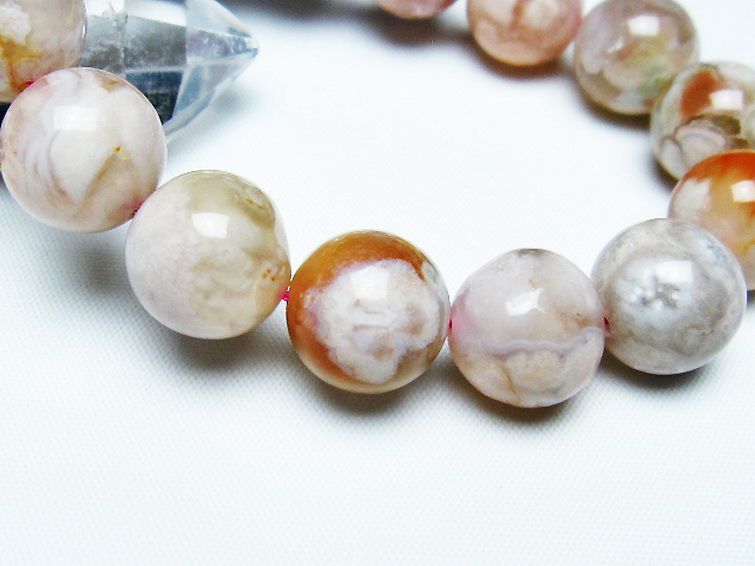 桜メノウ チェリーブロッサムアゲート ブレスレット 14mm [t213-1656] 3枚目
