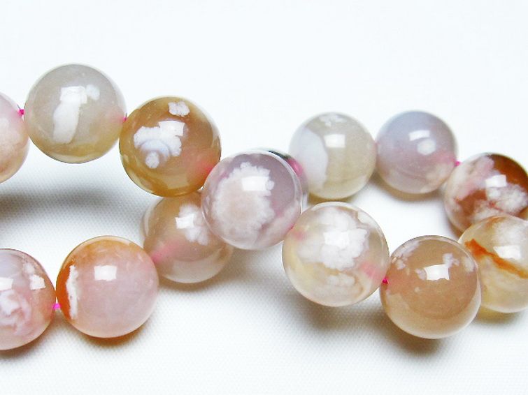 桜メノウ チェリーブロッサムアゲート ブレスレット 14mm [t213-1726] 2枚目