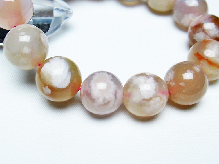 桜メノウ チェリーブロッサムアゲート ブレスレット 14mm [t213-1726] 3枚目