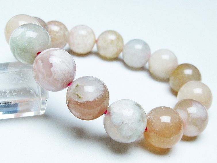 桜メノウ チェリーブロッサムアゲート ブレスレット 14mm [t213-1793] 1枚目