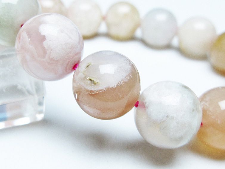 桜メノウ チェリーブロッサムアゲート ブレスレット 14mm [t213-1793] 3枚目