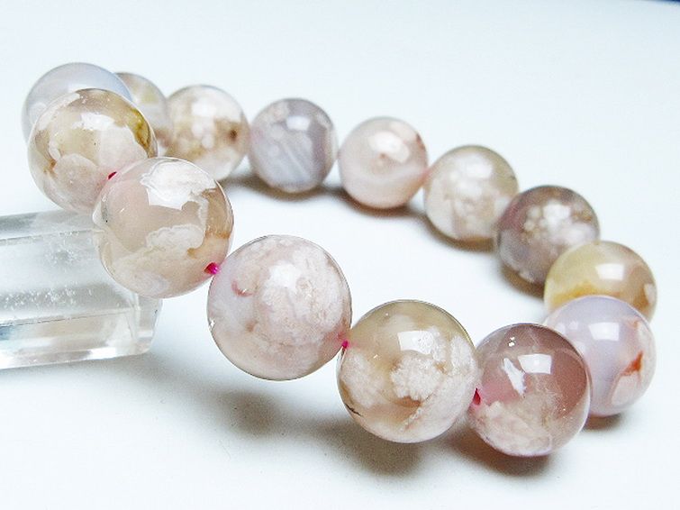 桜メノウ チェリーブロッサムアゲート ブレスレット 16mm [T213-1834] 1枚目