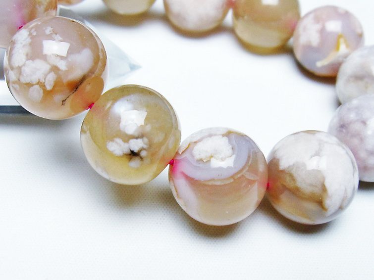 桜メノウ チェリーブロッサムアゲート ブレスレット 17mm [t213-1879] 3枚目