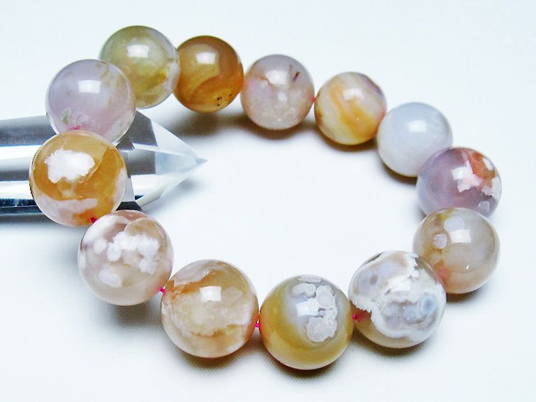 桜メノウ チェリーブロッサムアゲート ブレスレット 18mm [t213-1880] 1枚目