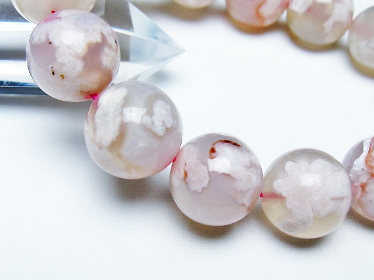 桜メノウ チェリーブロッサムアゲート ブレスレット 16mm [T213-1886] 3枚目