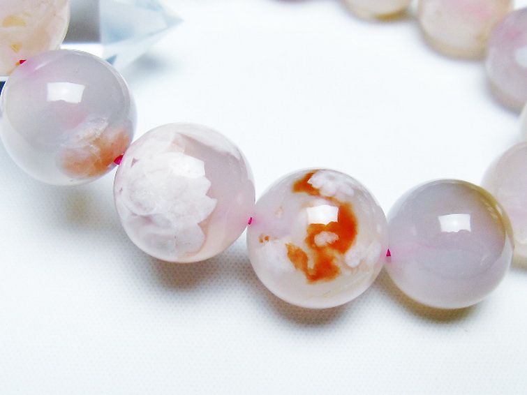 桜メノウ チェリーブロッサムアゲート ブレスレット 15mm [t213-1893] 3枚目