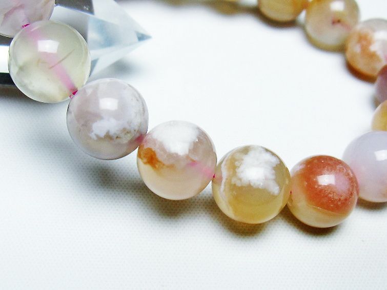 桜メノウ チェリーブロッサムアゲート ブレスレット 12mm [t213-1923] 3枚目