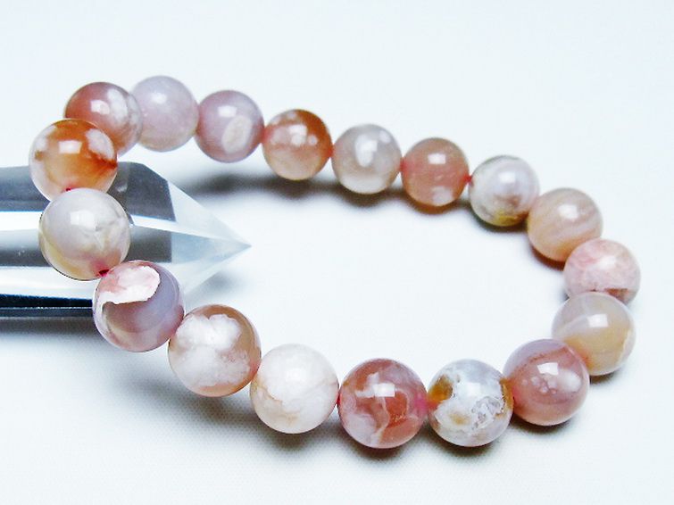 桜メノウ チェリーブロッサムアゲート ブレスレット 12mm [t213-1937] 1枚目