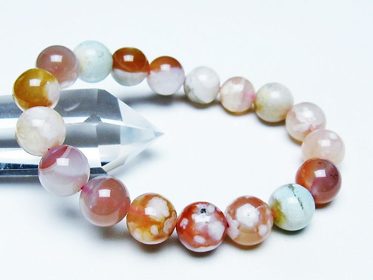 桜メノウ チェリーブロッサムアゲート ブレスレット 12mm [t213-1944] 1枚目