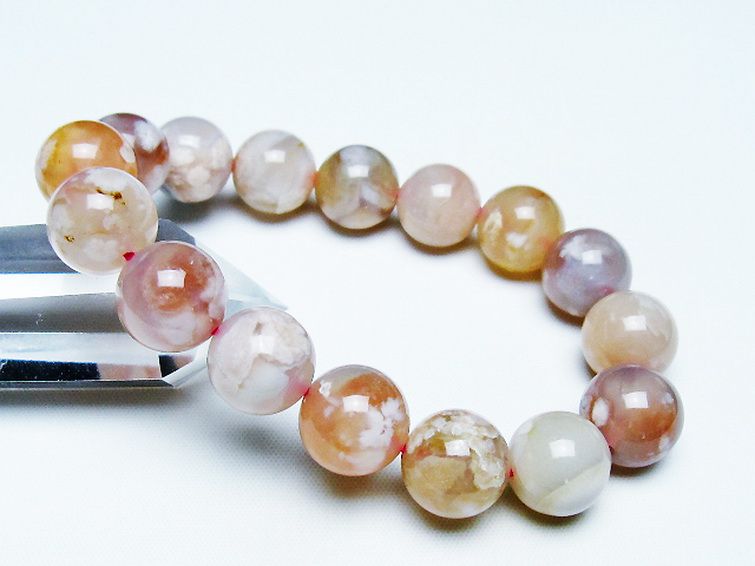 桜メノウ チェリーブロッサムアゲート ブレスレット 13mm [t213-1956] 1枚目