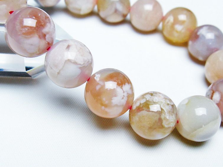 桜メノウ チェリーブロッサムアゲート ブレスレット 13mm [t213-1956] 3枚目