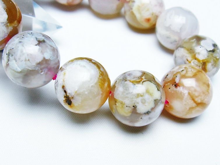 桜メノウ チェリーブロッサムアゲート ブレスレット 17mm [t213-1979] 3枚目