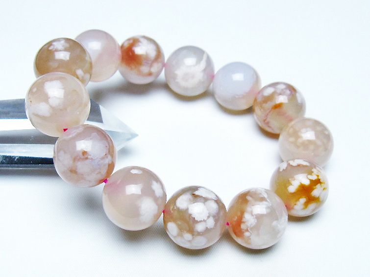 桜メノウ チェリーブロッサムアゲート ブレスレット 17mm [t213-1980] 1枚目