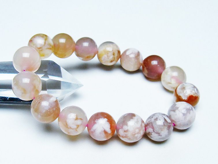 桜メノウ チェリーブロッサムアゲート ブレスレット 13mm [t213-1998] 1枚目