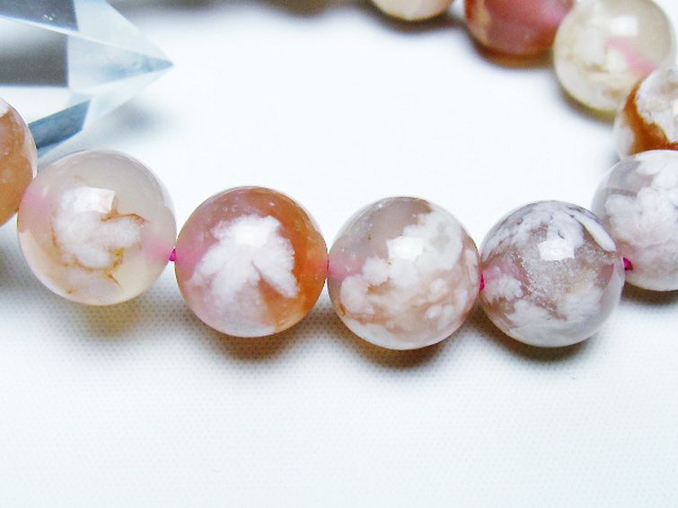 桜メノウ チェリーブロッサムアゲート ブレスレット 13mm [t213-1998] 3枚目