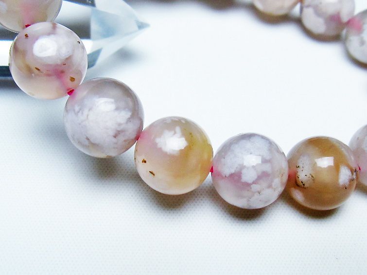 桜メノウ チェリーブロッサムアゲート ブレスレット 12mm [T213-2003] 3枚目