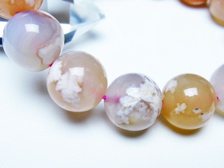 桜メノウ チェリーブロッサムアゲート ブレスレット 15mm [t213-2015] 3枚目