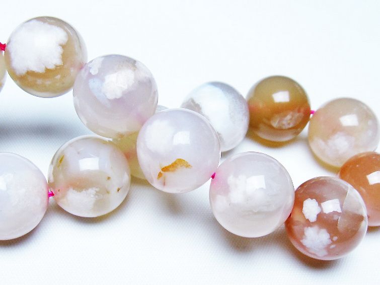 桜メノウ チェリーブロッサムアゲート ブレスレット 16mm [t213-2019] 2枚目