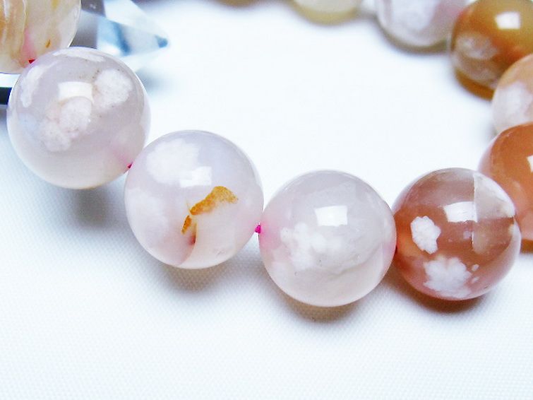桜メノウ チェリーブロッサムアゲート ブレスレット 16mm [t213-2019] 3枚目
