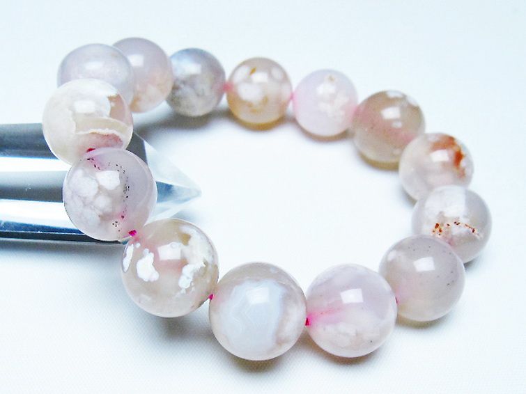 桜メノウ チェリーブロッサムアゲート ブレスレット 15mm [t213-2030] 1枚目