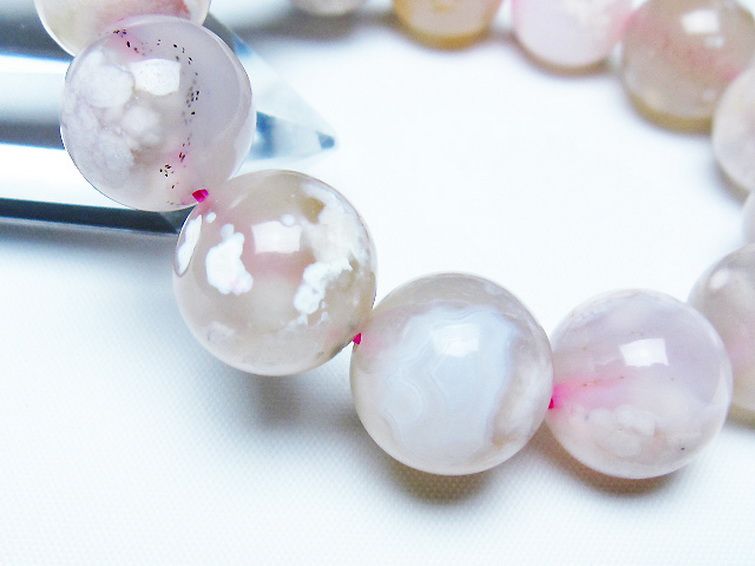 桜メノウ チェリーブロッサムアゲート ブレスレット 15mm [t213-2030] 3枚目