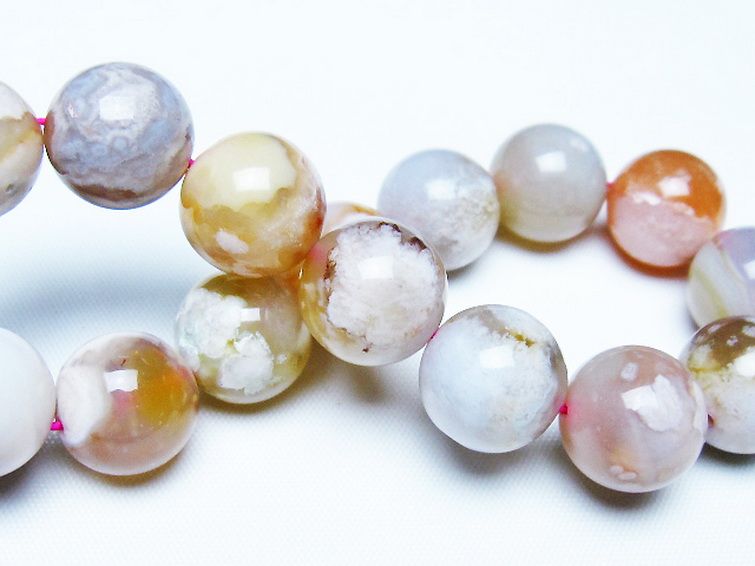 桜メノウ チェリーブロッサムアゲート ブレスレット 14mm [t213-2036] 2枚目