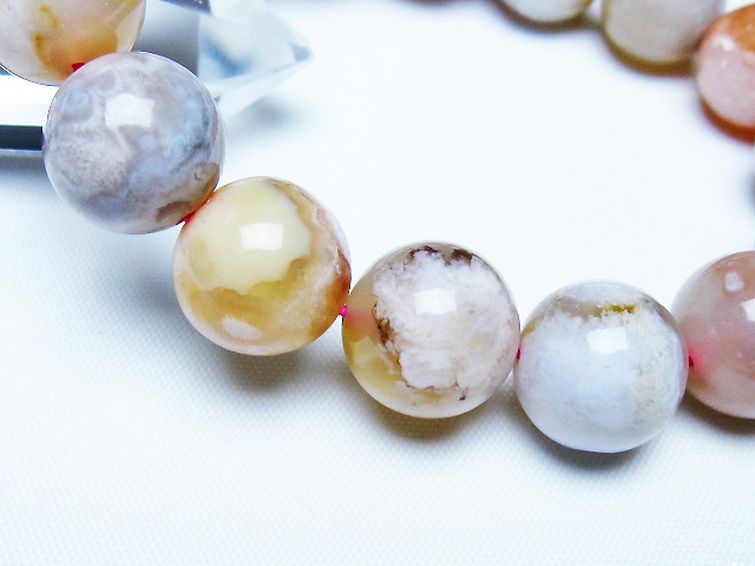 桜メノウ チェリーブロッサムアゲート ブレスレット 14mm [t213-2036] 3枚目