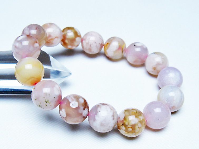 桜メノウ チェリーブロッサムアゲート ブレスレット 13mm [t213-2041] 1枚目