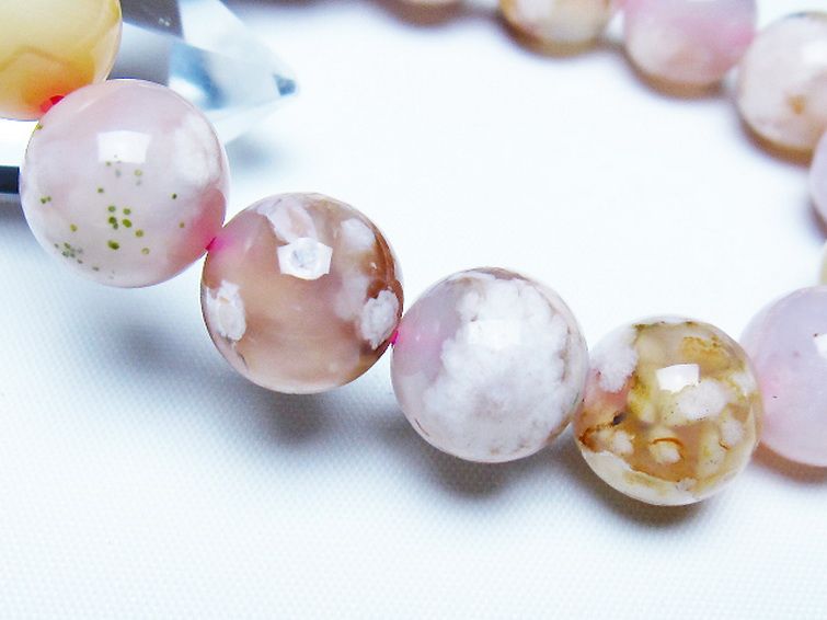 桜メノウ チェリーブロッサムアゲート ブレスレット 13mm [t213-2041] 3枚目
