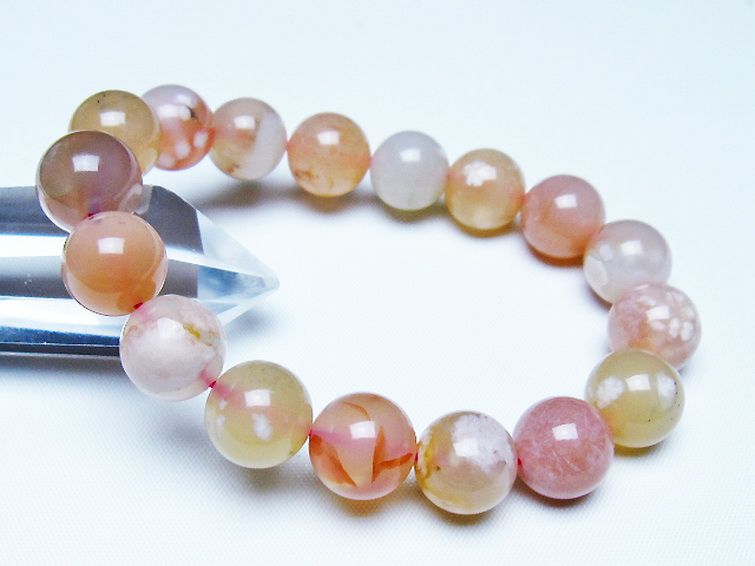 桜メノウ チェリーブロッサムアゲート ブレスレット 12mm [t213-2044] 1枚目