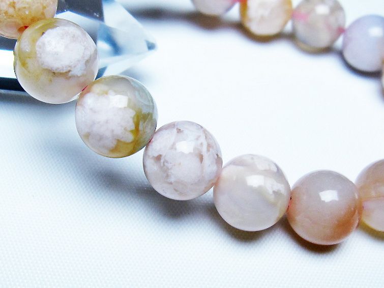 桜メノウ チェリーブロッサムアゲート ブレスレット 12mm [T213-2054] 3枚目