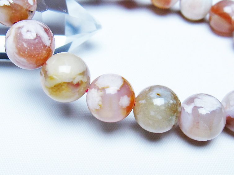 桜メノウ チェリーブロッサムアゲート ブレスレット 12mm [t213-2071] 3枚目