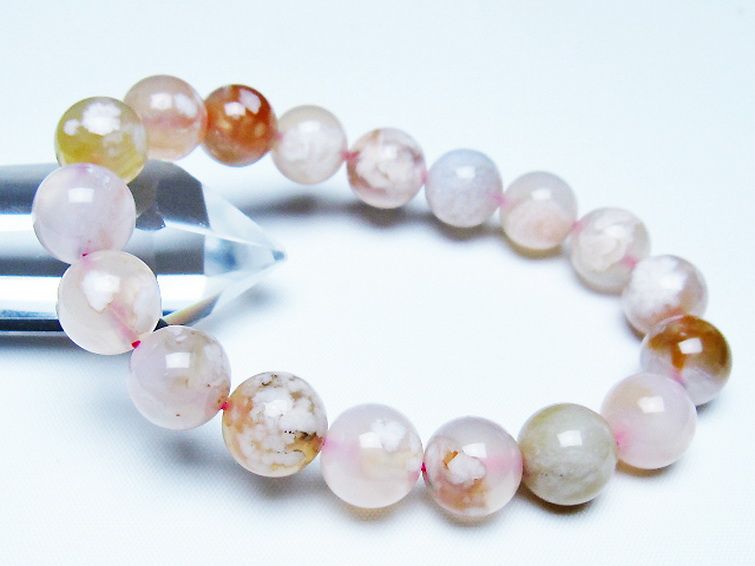 桜メノウ チェリーブロッサムアゲート ブレスレット 12mm [t213-2074] 1枚目