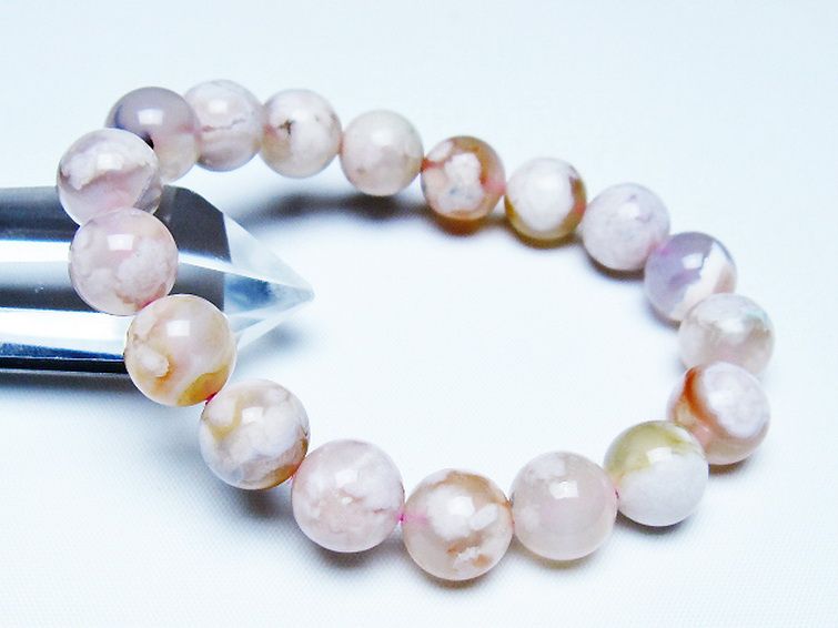 桜メノウ チェリーブロッサムアゲート ブレスレット 12mm [t213-2075] 1枚目