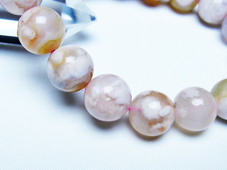 桜メノウ チェリーブロッサムアゲート ブレスレット 12mm [t213-2075] 3枚目