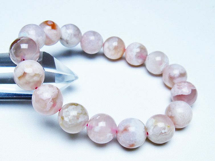 桜メノウ チェリーブロッサムアゲート ブレスレット 12mm [t213-2081] 1枚目