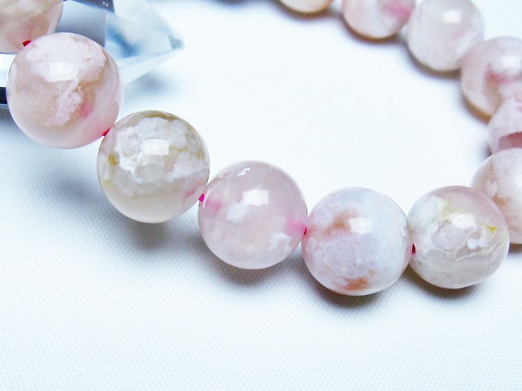 桜メノウ チェリーブロッサムアゲート ブレスレット 12mm [t213-2081] 3枚目