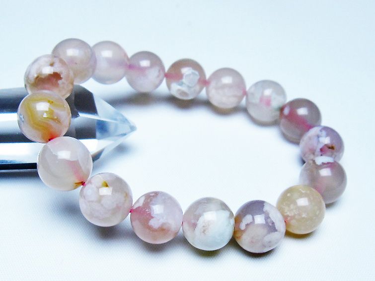 桜メノウ チェリーブロッサムアゲート ブレスレット 13mm [t213-2082] 1枚目