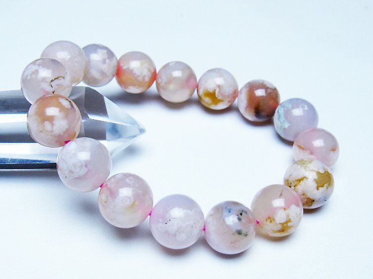 桜メノウ チェリーブロッサムアゲート ブレスレット 13mm [t213-2084] 1枚目