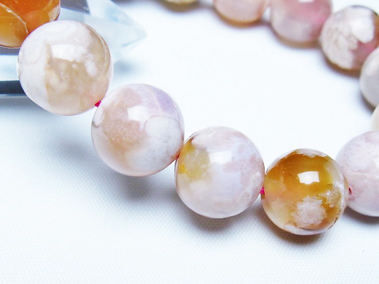 桜メノウ チェリーブロッサムアゲート ブレスレット 13mm [t213-2088] 3枚目