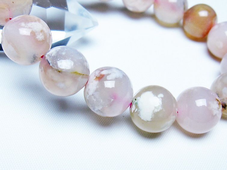 桜メノウ チェリーブロッサムアゲート ブレスレット 13mm [T213-2089] 3枚目