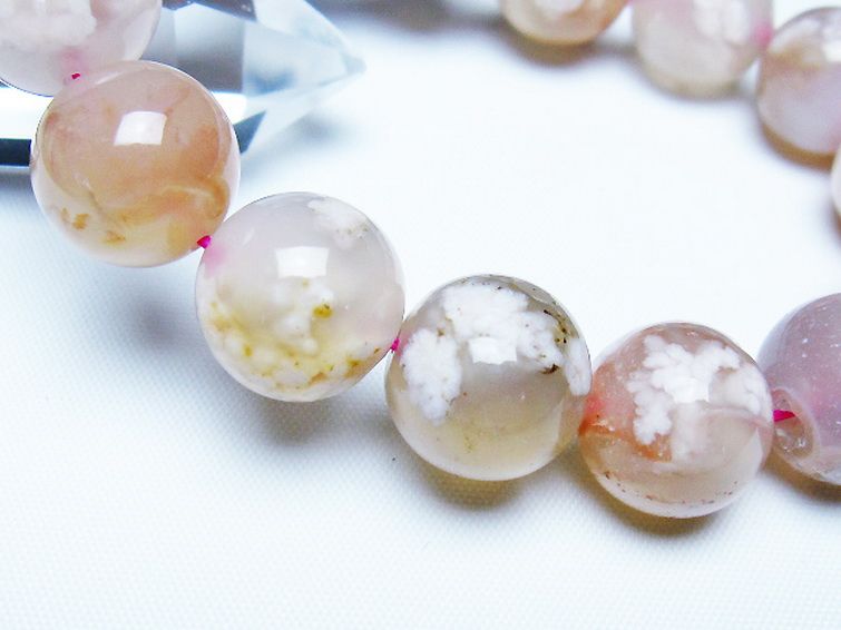 桜メノウ チェリーブロッサムアゲート ブレスレット 15mm [t213-2095] 3枚目