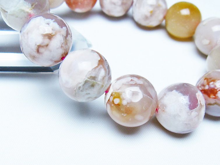 桜メノウ チェリーブロッサムアゲート ブレスレット 16mm [t213-2103] 3枚目