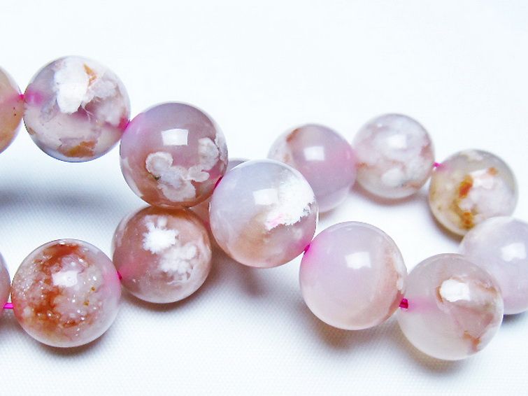 桜メノウ チェリーブロッサムアゲート ブレスレット 14mm [t213-2108] 2枚目