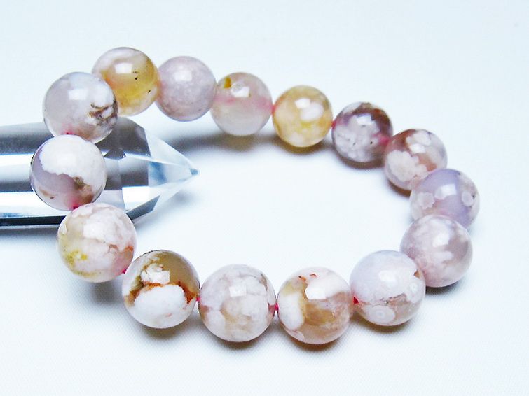 桜メノウ チェリーブロッサムアゲート ブレスレット 15mm [t213-2110] 1枚目