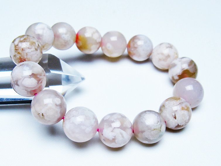 桜メノウ チェリーブロッサムアゲート ブレスレット 14mm [T213-2113] 1枚目