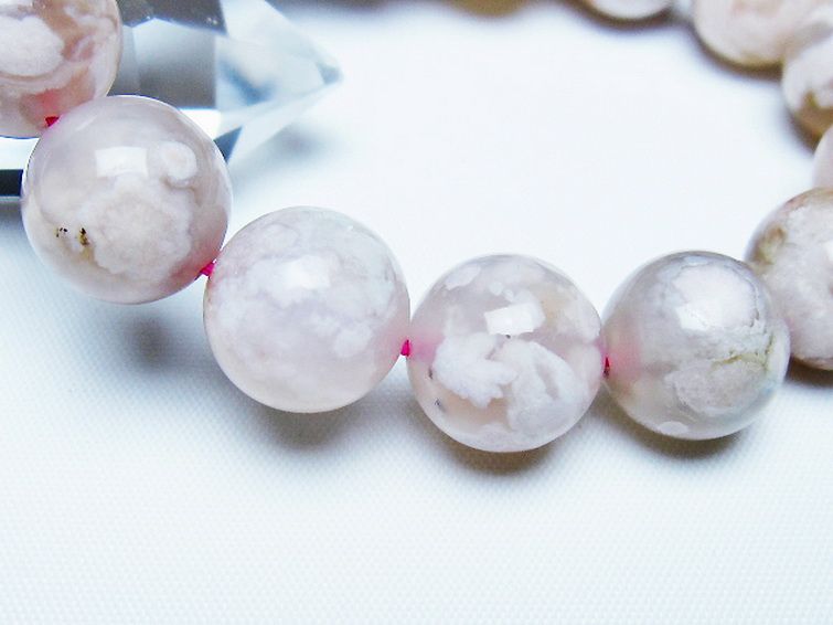 桜メノウ チェリーブロッサムアゲート ブレスレット 14mm [T213-2113] 3枚目