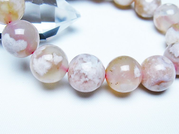 桜メノウ チェリーブロッサムアゲート ブレスレット 13mm [T213-2115] 3枚目