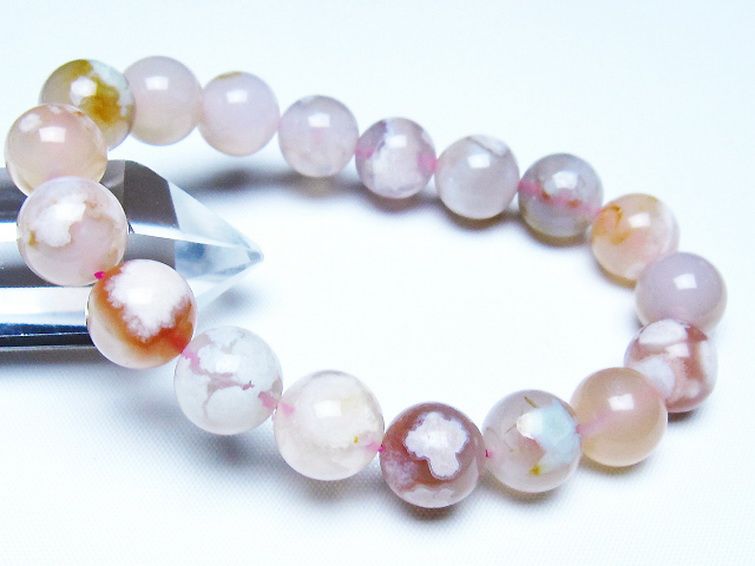 桜メノウ チェリーブロッサムアゲート ブレスレット 12mm [t213-2121] 1枚目